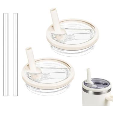 Imagem de Pacote com 2 copos de substituição de 850 g compatível com Stanley Quencher, substituição de tampa à prova de vazamento para Stanley H2.0 FlowState Tumbler Stanley H2.0 FlowState, reutilizável à prova