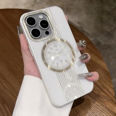 Imagem de Capa magnética com padrão de relógio de luxo, para iphone 15 pro max 14 plus 13 12 11, capa amortecedora de vidro temperado, branca, para iphone 11 promax