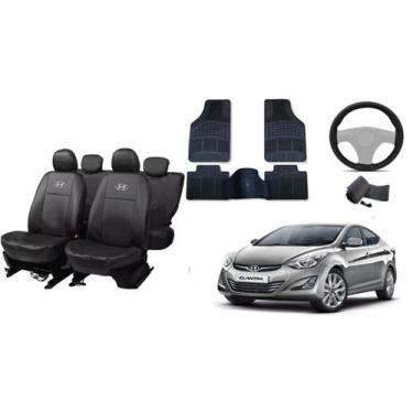 Imagem de Kit Acessórios de Carro Elantra 14-18: Capa de Couro + Volante + Tapet