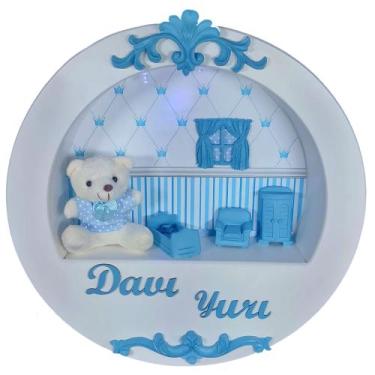 Imagem de Enfeite Porta Maternidade Cenário Nicho Led + nome - PRÍNCIPE BRANCO M