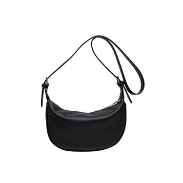 Imagem de Bolsa de peito para mulheres Bolsa tiracolo de grande capacidade para mulheres Bolsa de cintura meia-lua Bolsa de viagem feminina(Black1)