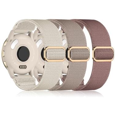 Imagem de Pulseiras elásticas esportivas de nylon de 22 mm compatíveis com Garmin Vivoactive 4/Venu 3/Venu 2/Forerunner 265/255, pacote com 3 pulseiras de substituição para homens e mulheres, Luz das estrelas +