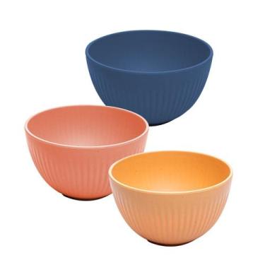 Imagem de Bowl de Bambu PP Tigela Cores Sortidas Stripes Sopa Salada Sobremesas 