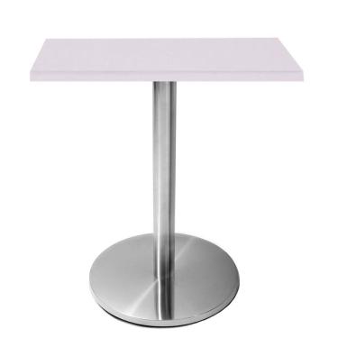 Imagem de Mesa Beta em Inox 75 cm (Altura) com Disco Redondo com Tampo em MDP Quadrado 70 cm Cor Branco