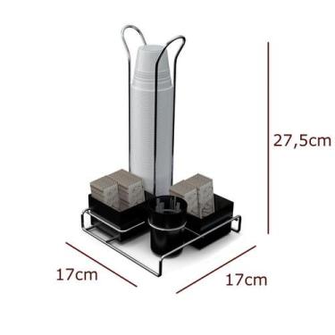 Imagem de Suporte de Mesa para Sachê com Porta Copos - Stolf, Preto