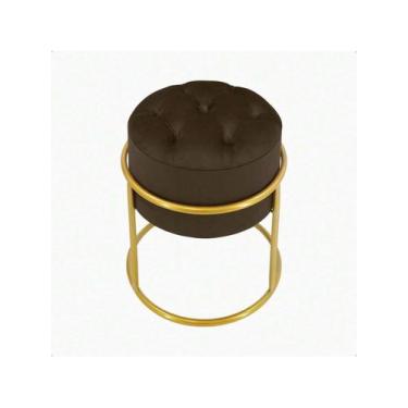 Imagem de Puff Argola capitonê tecido veludo luxo - NoBrand, Marrom