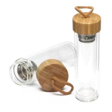 Imagem de Garrafa de Vidro com Tampa de Bambu para 600ml Fresh Time - Desembrulh