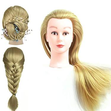 Imagem de Manequim Cosmetology Beauty School 66-71 cm Cabeça de Manequim de Fibra Sintética Cabeleireiro Cabeça Inclui Grampo C Sem Compra (66-71 cm, #27)