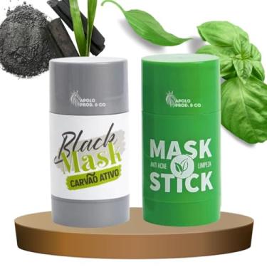 Imagem de Kit 2 Máscara Facial Coreana Removedora de Cravos e Espinhas Green and Gray Mask Stick Chá Verde e Carvão Ativado Controle de Oleosidade e Redução de Poros, Limpeza de Pele Tratamento Professional
