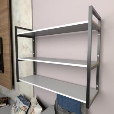 Imagem de Prateleira industrial com três níveis cor branco 68x30x90 - E-nichos