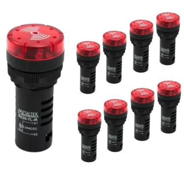 Imagem de 9 Sinalizadores 22mm Sonoro 50dB Led 24Vca/CC - Metaltex