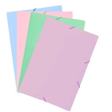 Imagem de Kit 4 Pastas Aba Elastico  A4 Oficio Serena Linho - DELLO