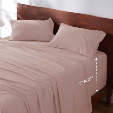 Imagem de Conjunto de lençóis Bedsure GentleSoft Deep Pocket King Dusty Pink