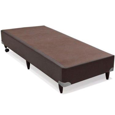 Imagem de Base Cama Box Ortobom Solteiro Corino Marrom 88x188x23