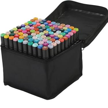 Imagem de Canetinhas Ponta Dupla para Colorir Kit Estojo de Canetas Marcador Coloridas Permanente Duas Pontas Para Crianças, Adultos, Colorir, Pintar e Esboçar + Livro de Pintar do Stitch