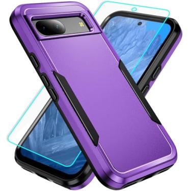 Imagem de Capa para Pixel 8a com proteção de tela: capa protetora resistente à prova de choque e à prova de arranhões para Google Pixel 8a-roxo