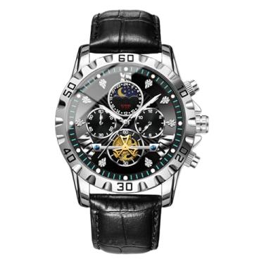 Imagem de Relógios de pulso, relógios para homens,Relógio de cronógrafo elegante - Relógio mecânico à prova d'água, cronômetro pessoal multifuncional para desgaste