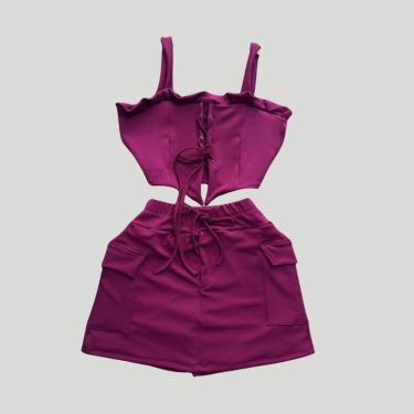 Imagem de Conjunto Plus Size Short Saia Cargo + Cropped Ilhós 0606