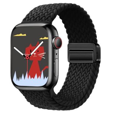 Imagem de Yaber Pulseira trançada compatível com Apple Watch séries 10 9, 8, 7, 6, 5, 4, 3, 2 e 1 de 38 mm, 40 mm, 40 mm, 40 mm, 41 mm, 44 mm, 46 mm, 46 mm, 46 mm, 49 mm, 49 mm (série 3))