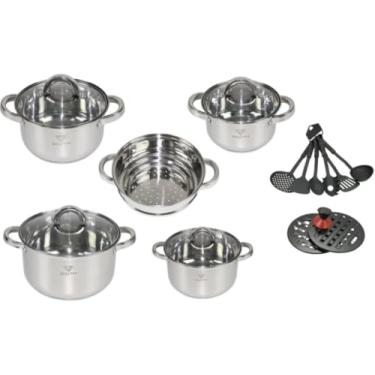 Imagem de Jogo De Panelas 19 Peças Alemãs Genebra de Aço Cirurgico Inox