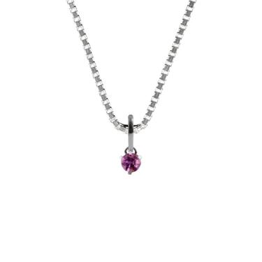 Imagem de Colar 60Cm Prata 925 Ponto Luz Ametista Natural Verdadeira