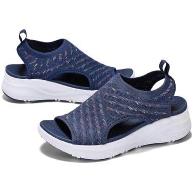 Imagem de GoodValue Sandálias Ortopédicas Confortáveis Femininas Com Suporte De Arco Para Caminhada, Sandálias Esportivas Femininas, Bico Aberto, Sem Cadarço, Plataforma Para Fascite Plantar, Salto De 2 Poleg