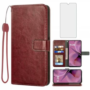 Imagem de Asuwish Compatível com Motorola Moto G55 5G 2024 capa carteira protetora de tela de vidro temperado e capa flip de couro suporte para cartão capas de telefone para Motorola G 55 55G MotoG55 G5