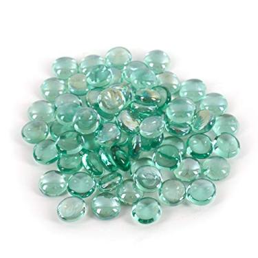 Imagem de Gravelho reflexivo de vidro de fogo de alto brilho, pedras de fogo, pedras de fogo, pedras de vidro, lascas de contas para aquário de peixes, decoração de jardim suculenta, 17 – 19 mm, 335 g (azul gelo)