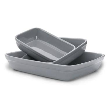 Imagem de Conjunto com 3 travessas de cerâmica grafite R.TRTV-003GR