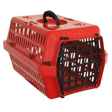 Imagem de Caixa Transporte Animais Cachorro Gato N1 Vermelho Alvorada