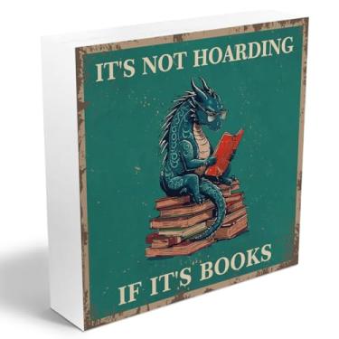 Imagem de Placa de caixa de madeira para leitura de dragão, estante de livros de dragão, decoração de biblioteca, placa de madeira rústica, placa de madeira, fantasia, livro, mercadoria, quarto, leitura, canto