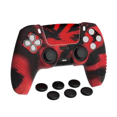 Imagem de PlayVital Capa de silicone atualizada para controle ps5 com 6 punhos de polegar e 2 adesivos, compatível com estação de carregamento, edição cravejada 3D, antiderrapante, à prova de choque, capa de
