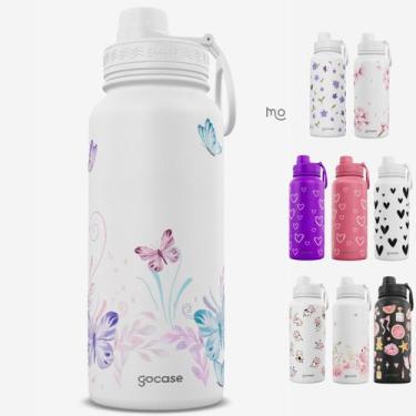 Imagem de Garrafa Térmica Gocase Fresh 950ml Estampas, Borboleta com Aquarela