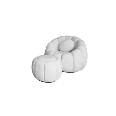 Imagem de Kit Poltrona Com Almofada e Puff Concha Fixo Boucle - Estopar
