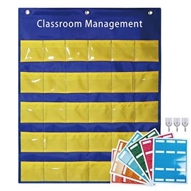 Imagem de Tabela de bolso de gerenciamento de sala de aula para organização de parede pré-escolar, tabela de comportamento para tarefas de frequência de aula, material de ensino de professor de volta às aulas