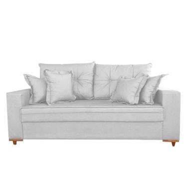 Imagem de Sofá Vicam 05 em Veludo com Almofadas Soltas 3 Lugares 200cm Vicam Cor Prata
