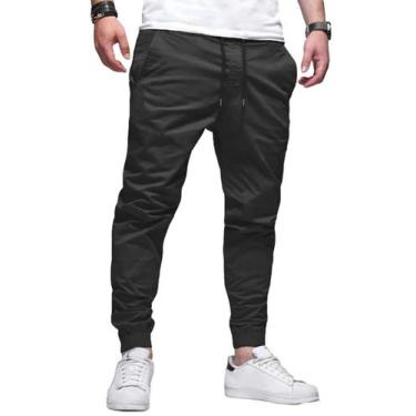 Imagem de Calça Jogger Sarja Masculina Skinny Com Punho - Konoa, Preto, G, Mascu