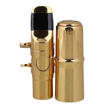Imagem de Yibuy Bocal de saxofone soprano plano B em latão dourado nº 7 com palheta de ligadura