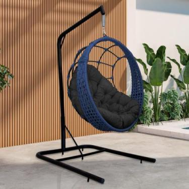 Imagem de Cadeira Balanço Ninho Suspenso em Corda Náutica Luxo com Suporte - Ace
