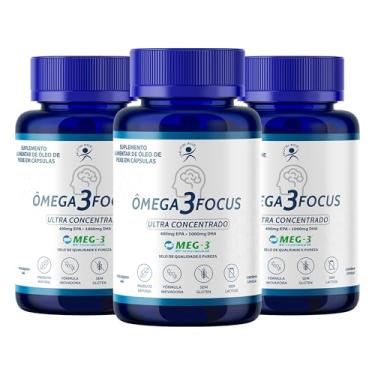 Imagem de Ômega 3 Ultra Concentrado - DHA 1000 + EPA 400 - Suplementação Alimentar Sem Glúten e Sem Lactose - Óleo de Peixe - 180 Caps - 3 Frascos - NutriAge
