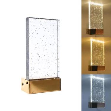 Imagem de Arandela LED 7w Cristal Retangular Dourado 3 Cores Bivolt AT8021 - Mul