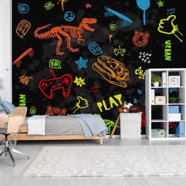 Imagem de Papel de Parede Gamer Dinossauro Quarto Menino Infantil 9m²