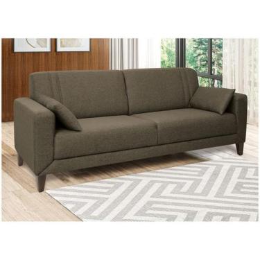 Imagem de Sofá 4 Lugares Linho Lyon A2 Linoforte, Marrom, 4 lugares