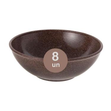 Imagem de 8un Tigela bowl 700ml salada petiscos Marrom Escuro 17cm - Evo