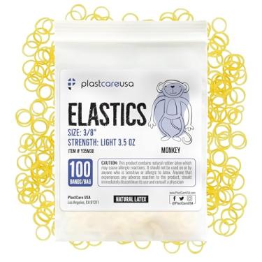 Imagem de PlastCare USA 1000 (3/8" Monkey, Light 3,5 Oz) Elásticos De Látex Ortodônticos Para Aparelhos - Kit Dentários Vários Tamanhos, Fechamento Espaços Resistente E Alinhamento Dentes (10 Pacotes Com 100)