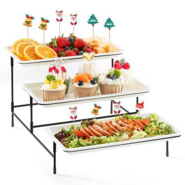 Imagem de Bandeja de servir Lifewit de plástico de 3 camadas para festa 49,5 x 3