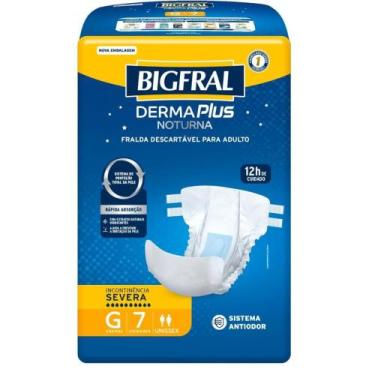Imagem de Fralda Bigfral Derma Plus Noturna G com 7 unidades