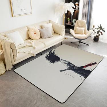 Imagem de jejeloiu Tapete de área infantil afro-samurai 12 x 18 cm, anime para uso interno, para meninos e meninas, estilo japonês, tapete decorativo