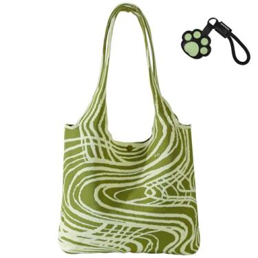 Imagem de GREFREZE Bolsa feminina de crochê feita de material de malha canelada grossa com padrão de crochê 3D bolsa multiuso personalizada para férias na praia, trabalho, viagem, compras, presente estético
