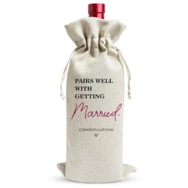 Imagem de Combina bem com "Getting Married" sacos de vinho engraçados presentes de casamento de noiva e noivo saco de vinho de noivado Você vai se casar conosco presentes de casamento para convidados de